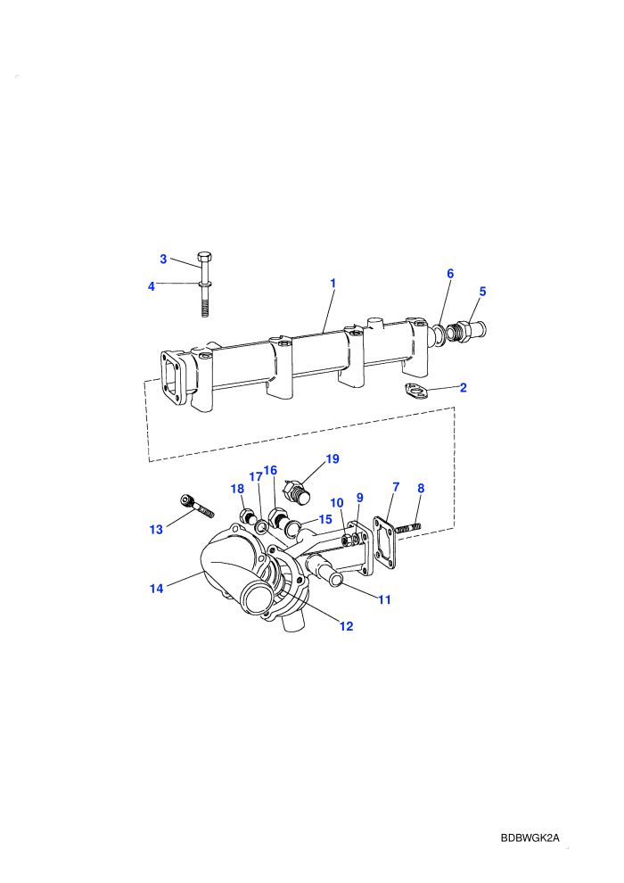 Water Manifold & Thermostat (2.5l 4 Cyl VM Turbo Diesel)