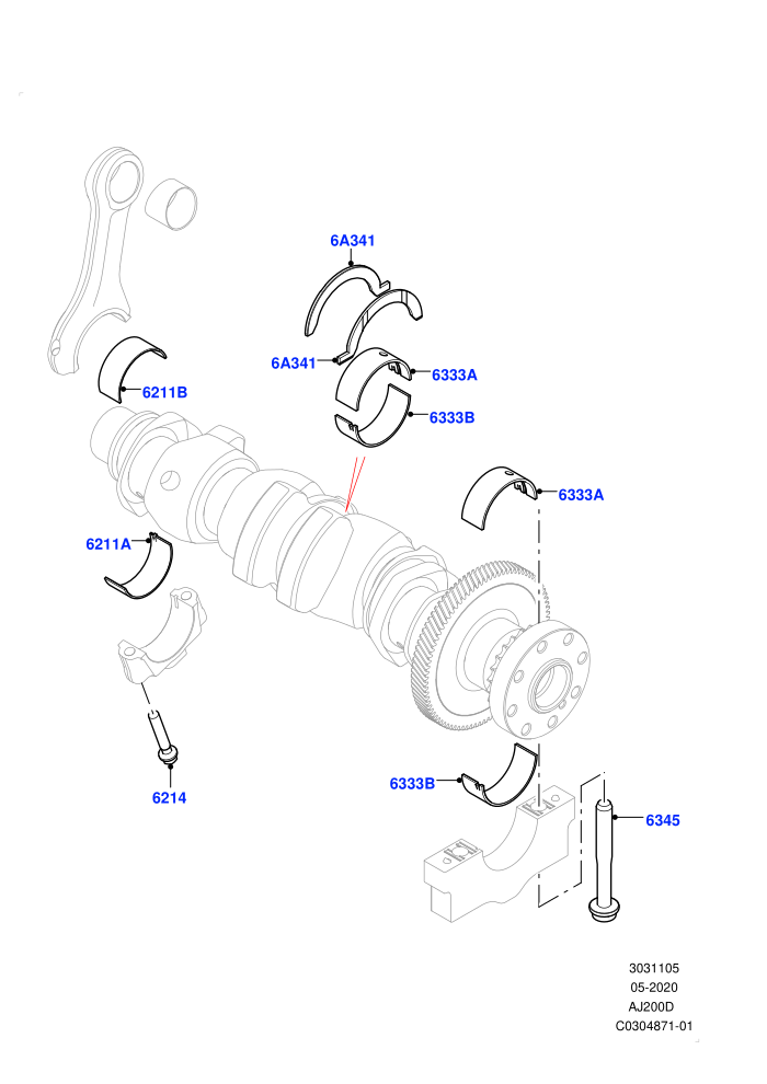 Crankshaft/Pistons And Bearings (2.0L AJ20D4 Diesel Mid PTA,Itatiaia (Brazil))((V)FROMLT000001)