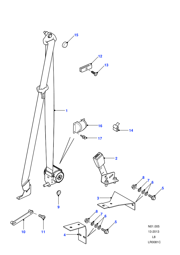 Front Seat Belts (110&nbsp;Wheelbase,130&nbsp;Wheelbase,Chassis Crew Cab,Crew Cab HCPU,Crew Cab Pick Up,Station Wagon - 5 Door,Station Wagon Utility - 5 Door)((V)FROM7A000001)