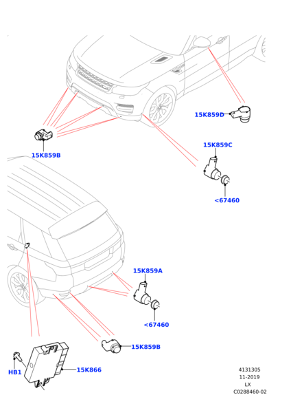 LR093754 Б/У Парктроник бампера D5 EVO19- RRS14- DS15-