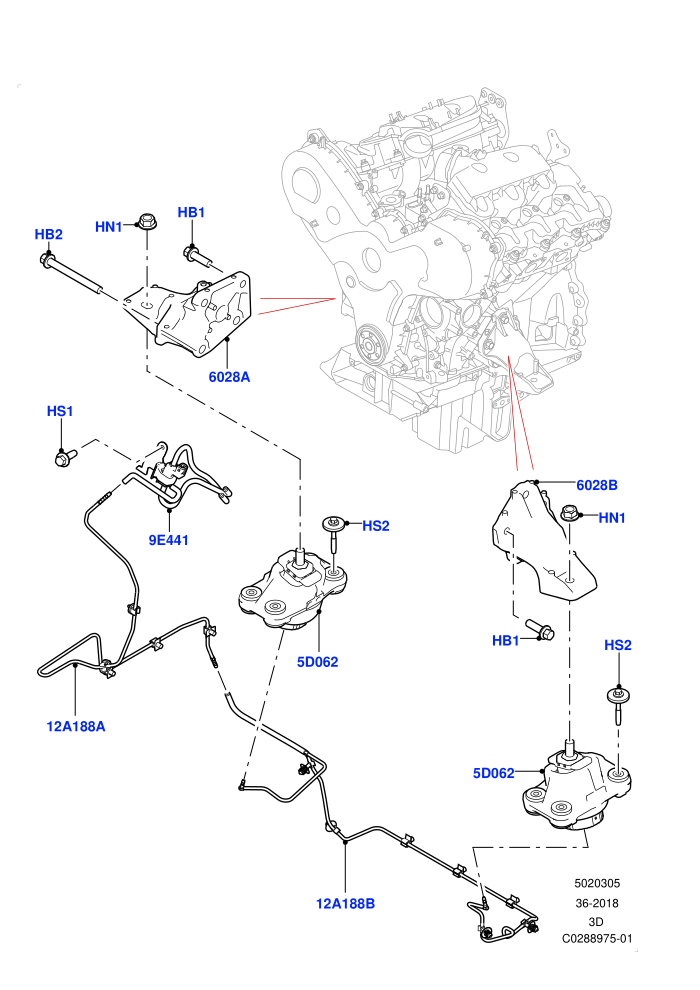 Engine Mounting (3.0 V6 Diesel)(Nitra Plant Build)((V)FROMK2000001)