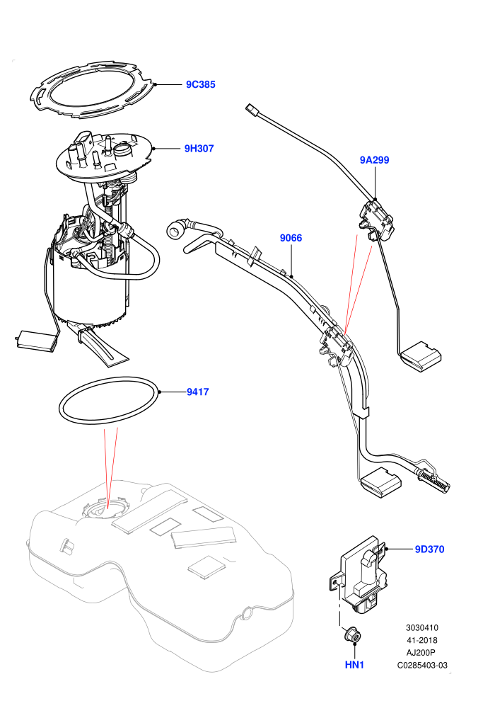 Fuel Pump And Sender Unit (2.0L I4 Mid AJ200 Petrol E100,2.0L I4 Mid DOHC AJ200 Petrol,Itatiaia (Brazil))((V)FROMJT000001)