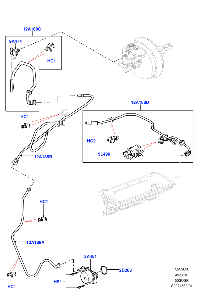 Vacuum Control And Air Injection (5.0L OHC SGDI SC V8 Petrol - AJ133,RHD)((V)FROMHA000001)
