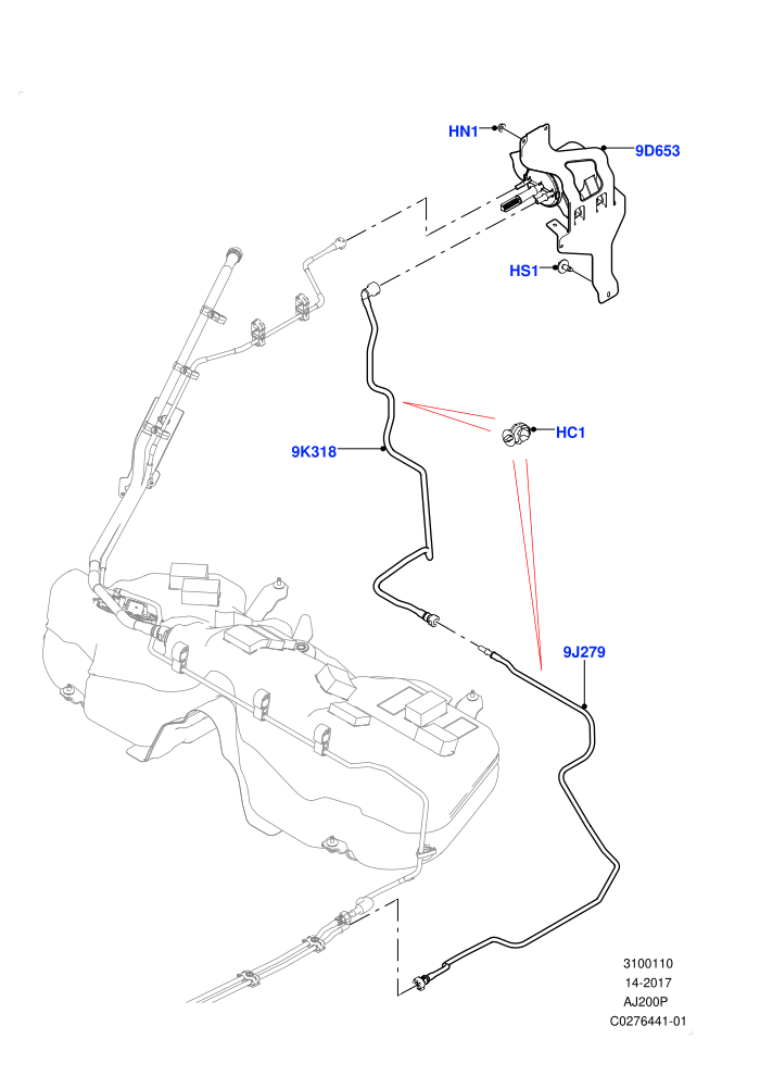 Fuel Lines (2.0L I4 High DOHC AJ200 Petrol,2.0L I4 Mid DOHC AJ200 Petrol,Pet Tank W/O Leak Det - Std Filter)((V)TOJA999999)