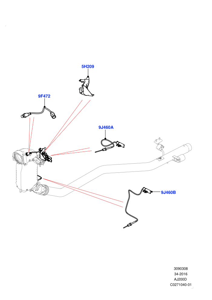 Exhaust Sensors And Modules (2.0L I4 DSL HIGH DOHC AJ200,Stage V Plus DPF)(Solihull Plant Build)((V)FROMHA000001)