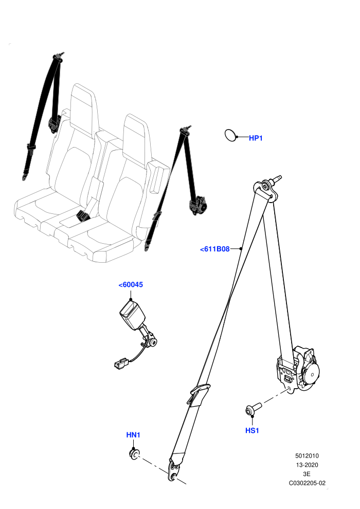 Rear Seat Belts (With 3rd Row Double Seat)