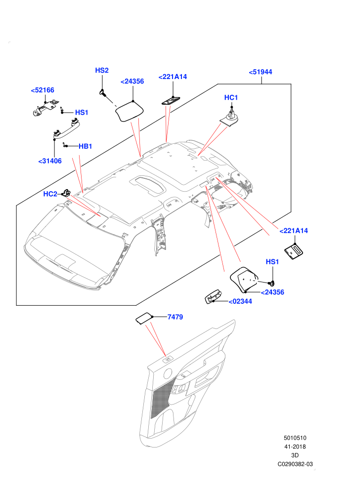 Headlining And Sun Visors (Commercial Model Spec,Version - Commercial,With 2 Seat Configuration)(Commercial,Nitra Plant Build)((V)FROMK2000001)